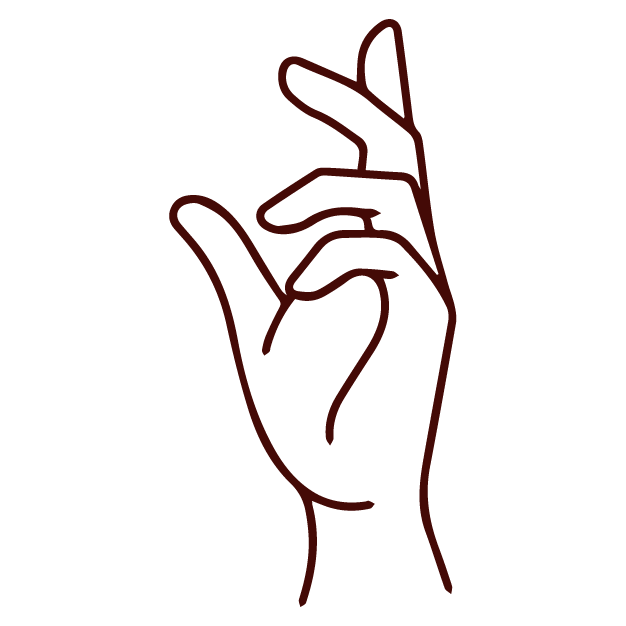 Simple line drawing of a raised hand, evoking gestures seen in acupuncture or TCM practices.