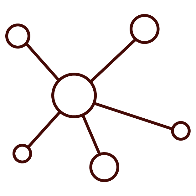 A central circle linked to five smaller ones, reflecting TCM or acupuncture energy flow.